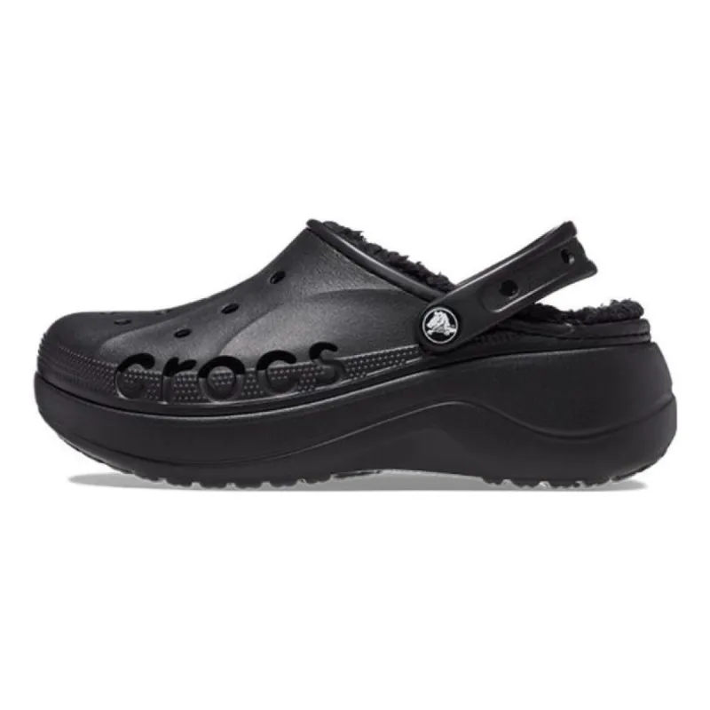 (WMNS) Crocs Baya Platform Lined Clog Sandals 'Black' 208708-001 sold by KicksCrew