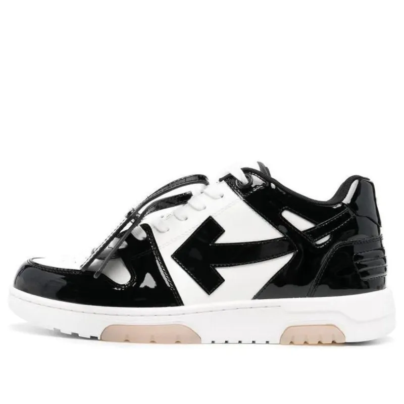 Off-White Out Of Office Low-Top Patent Sneaker 'Black White' OMIA189S22LEA0020110 sold by KicksCrew