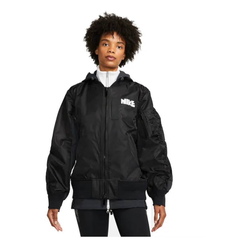 (WMNS) Nike x Sacai Layered Bomber Jacket 'Black' CV5686-010 sold by KicksCrew
