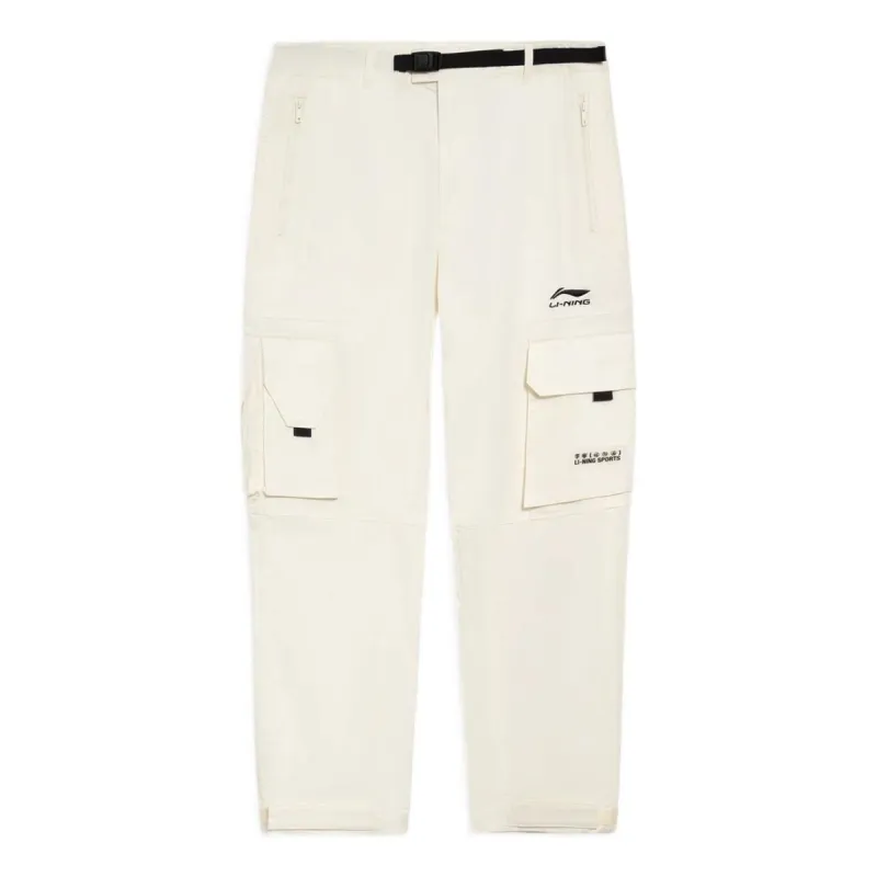 Li-Ning Logo Printed Cargo Pants 'White' AKXS121-3 sold by KicksCrew