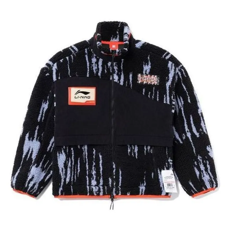 Li-Ning Logo Print Classic Warm Coat 'Black White' AJDR435-3 sold by KicksCrew