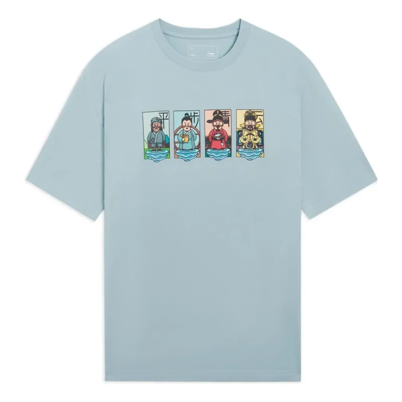 Li-Ning Cartoon Graphic Loose Fit T-shirt 'Blue' AHSS365-6 sold by KicksCrew