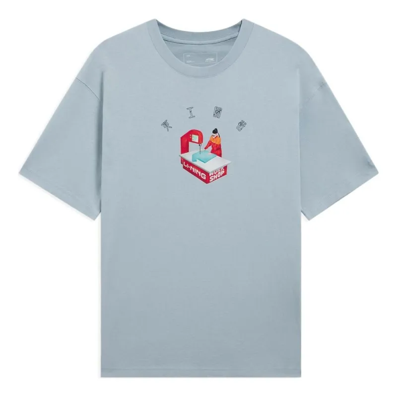 Li-Ning Cartoon Graphic Loose Fit T-shirt 'Blue' AHSS333-6 sold by KicksCrew