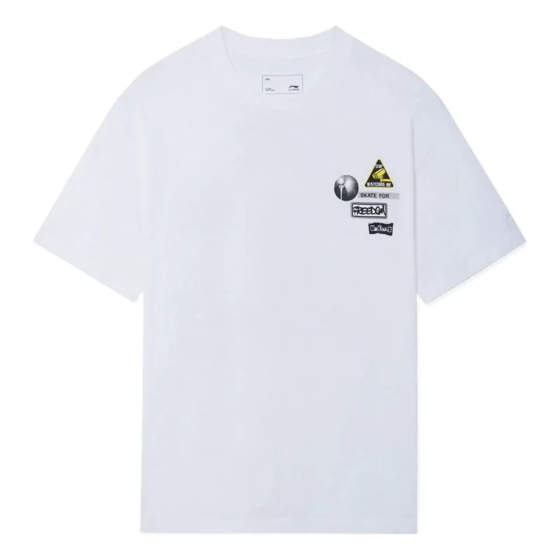 Li-Ning Skate For Freedom Graphic Loose Fit T-shirt 'White' AHSS301-3 sold by KicksCrew