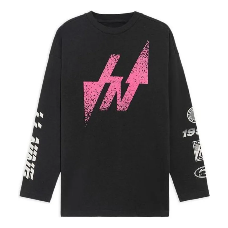 Li-Ning Graphic Long Sleeve T-shirt 'Black Pink' AHSS123-1 sold by KicksCrew