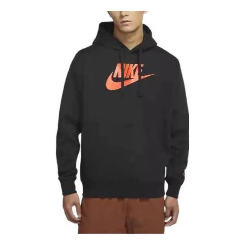 Nike Logo Hoodie 'Black Orange' DR7830-010 sold by KicksCrew