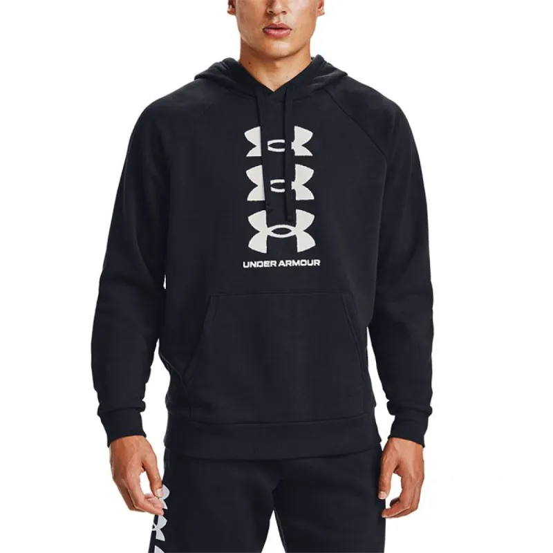 Under Armour Rival Fleece Multilogo Logo Hoodie 'Black' 1357094-001 sold by KicksCrew