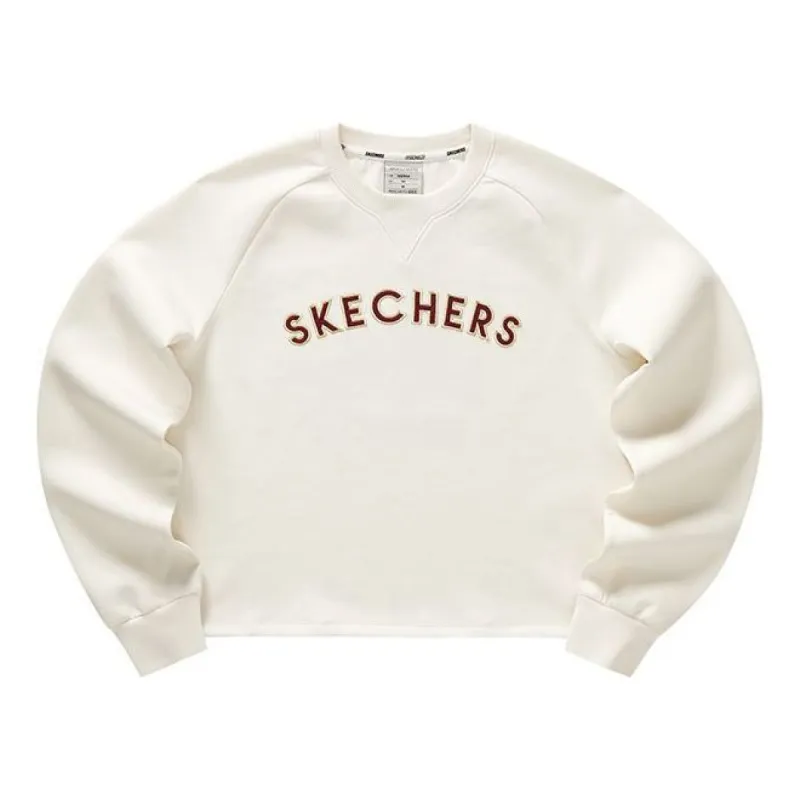 (WMNS) Skechers Logo Printed Crew Sweater 'White Red' L123W011-00PS sold by KicksCrew