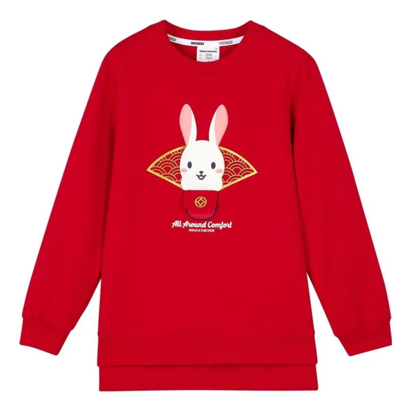 (WMNS) Skechers CNY Series Crew Sweater 'Red White' L123G006-001W sold by KicksCrew