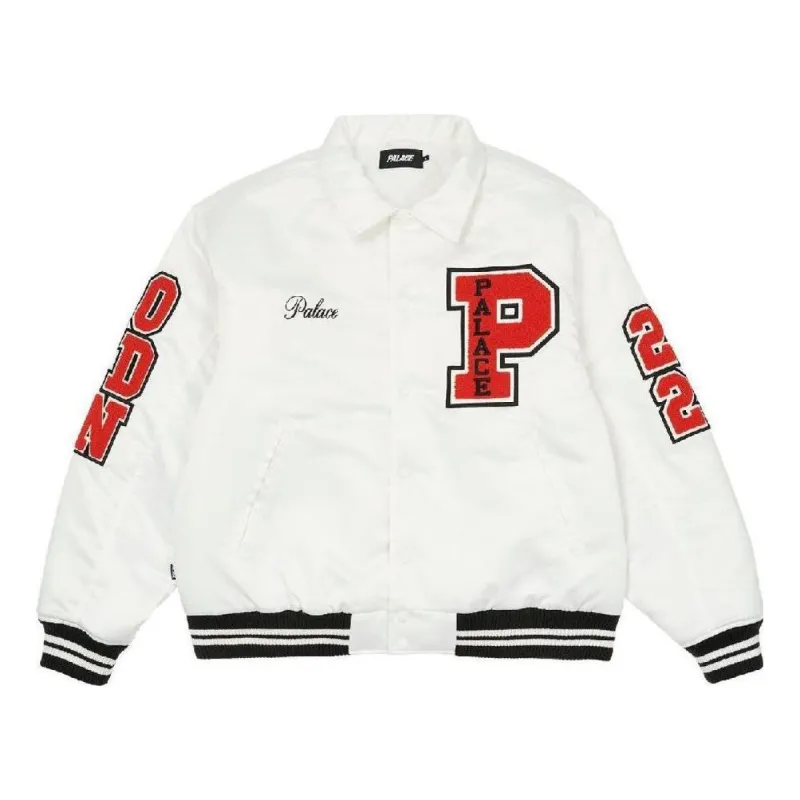 Palace FW22 SSatin Varsity Jacket 'White' P23JK024 sold by KicksCrew
