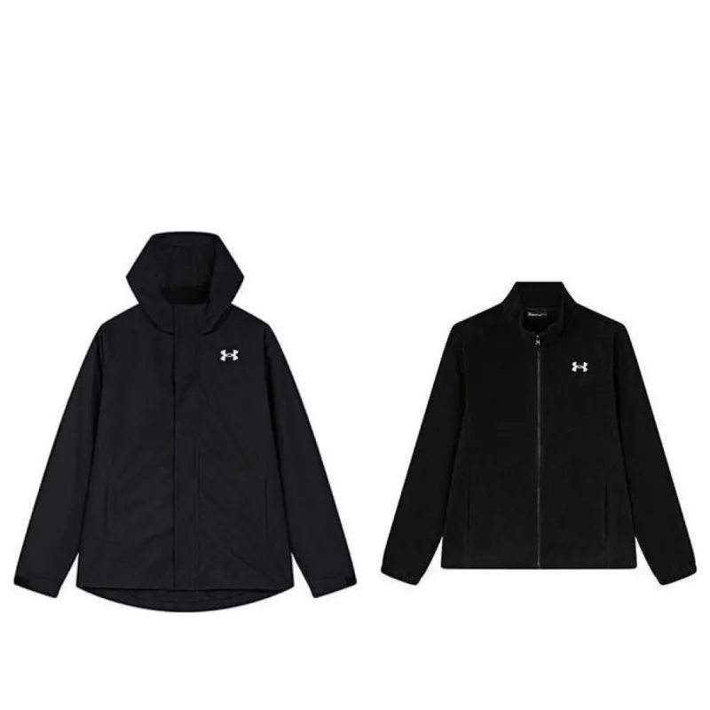 (GS) Under Armour Logo Storm Forefront Rain Jacket 'Black White' 224310610 sold by KicksCrew