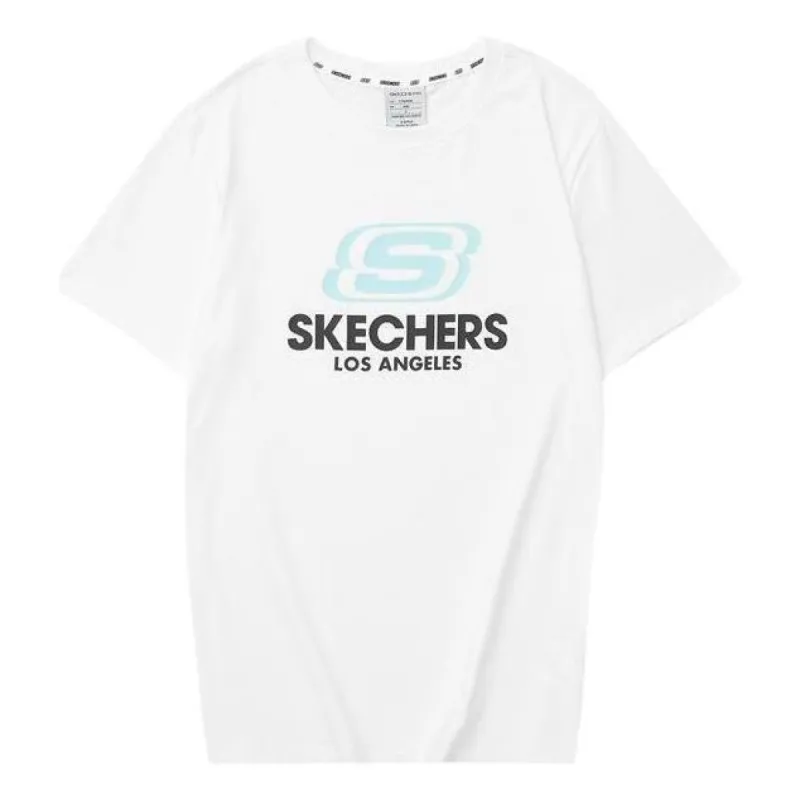 Skechers Logo Printed Tee 'White Blue Black' L122U199-0019 sold by KicksCrew