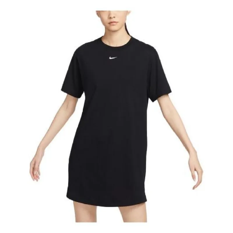 (WMNS) Nike Sportswear Essential Short-sleeve T-Shirt Dress 'Black' DV7883-010 sold by KicksCrew