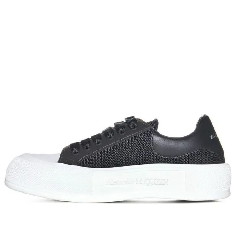Alexander McQueen Deck Lace Up Plimsoll Sneakers 'Core Black White' 711098W4UB31000 sold by KicksCrew