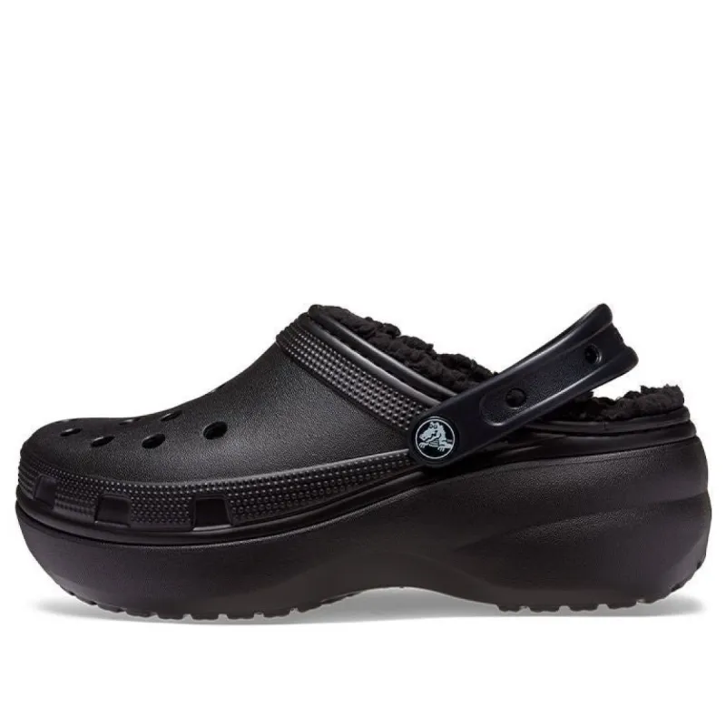 (WMNS) Crocs Classic Platform Lined Clog 'Black' 207938-001 sold by KicksCrew