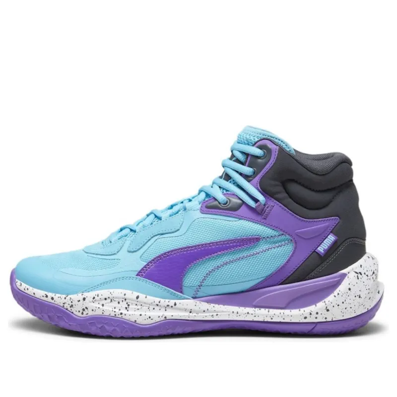PUMA Playmaker Pro Mid 'Purple Glimmer Bright Aqua' 377902-09 sold by KicksCrew