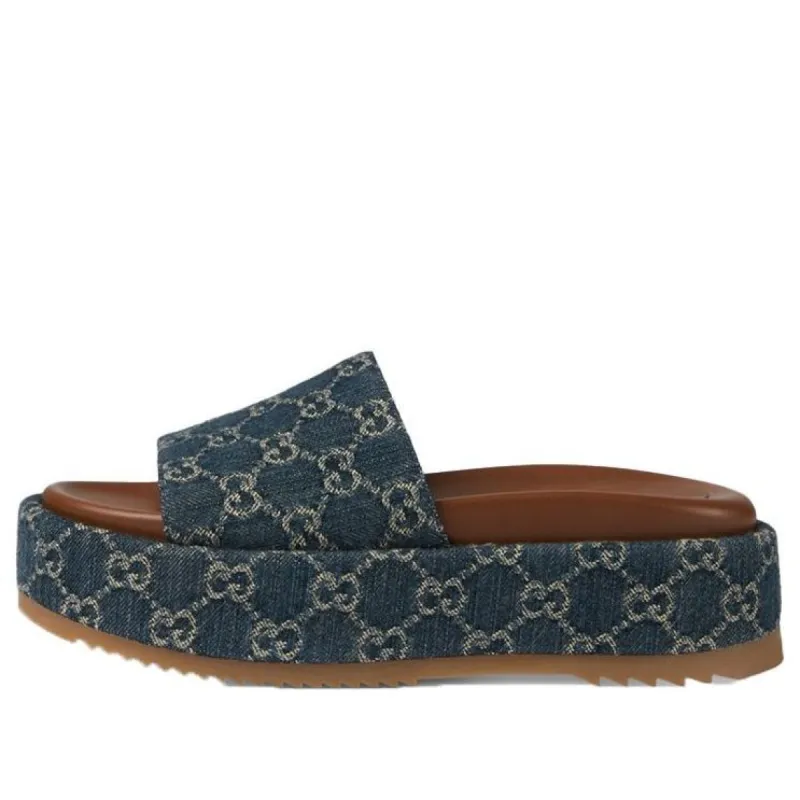 (WMNS) Gucci Angelina Platform 55 mm Sandal 'Jacquard Denim' 623212-2KQ00-4402 sold by KicksCrew