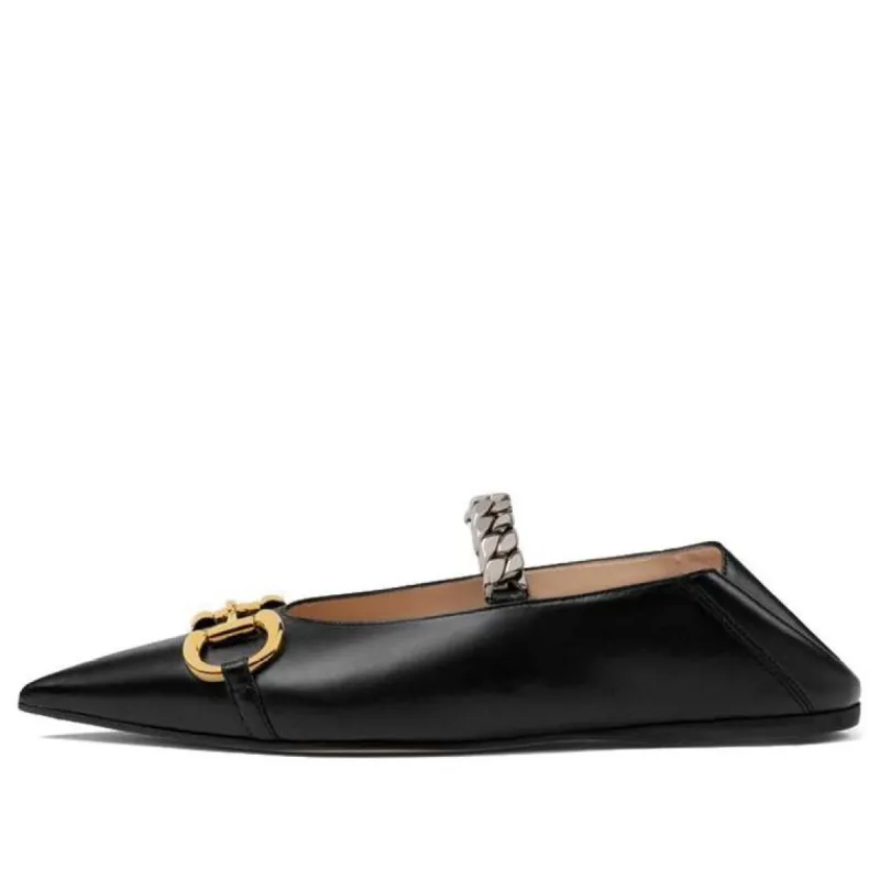 (WMNS) Gucci Ballet Flat With Horsebit Leather 'Black' 621161-1RH00-1000 sold by KicksCrew