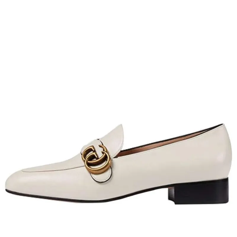 (WMNS) GUCCI Double G Leather Loafers 'White' 602496-C9D00-9022 sold by KicksCrew