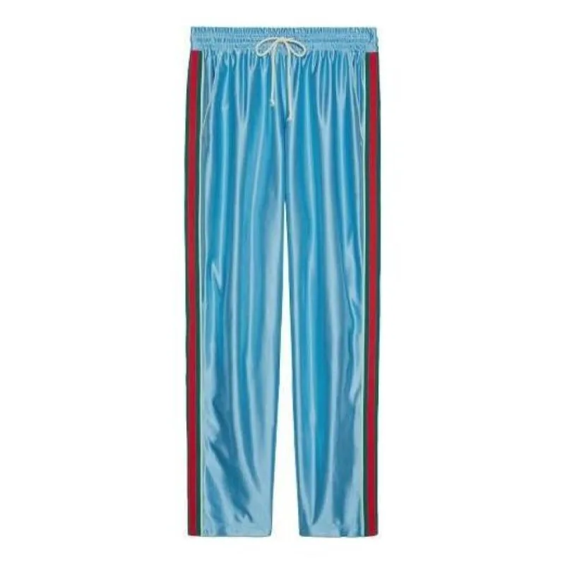 GUCCI Shiny Jersey Jogging Pant With Web 'Azure' 654748-XJDE6-4670 sold by KicksCrew