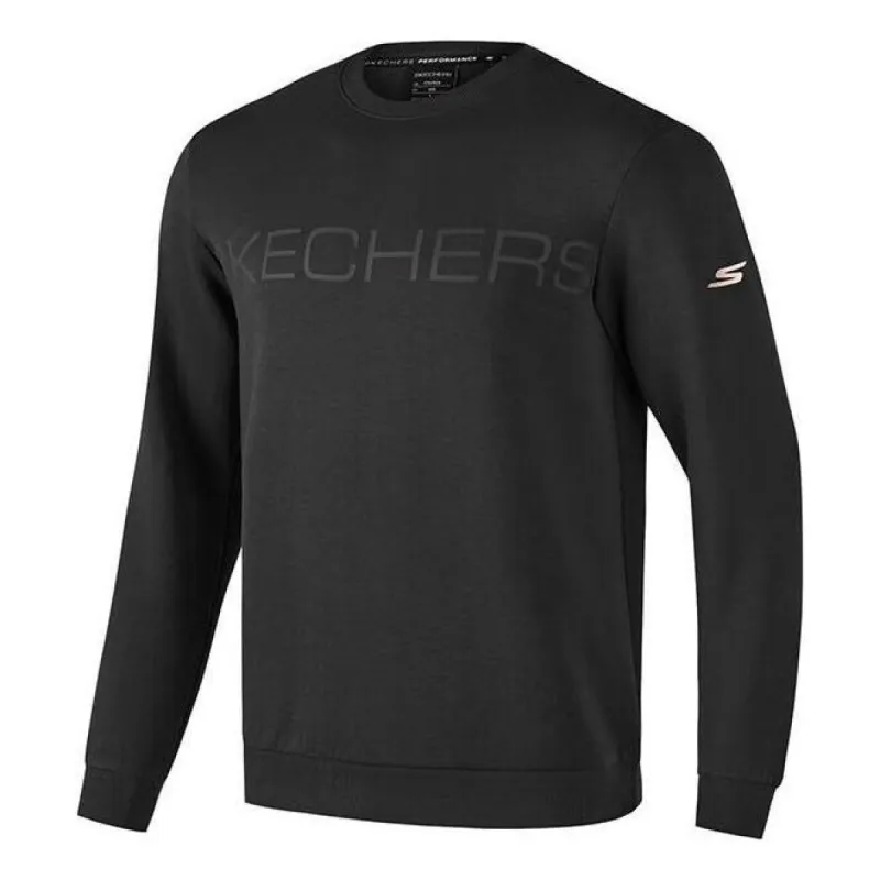 Skechers Sport Logo Printed Crew Sweater 'Black' P123M007-0018 sold by KicksCrew