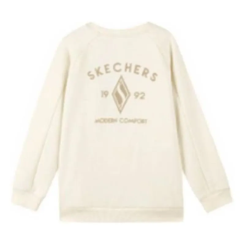 (GS) Skechers Round Neck Fleece-lined Thick Pullover Sweatshirt 'White' L422B006-00PS sold by KicksCrew