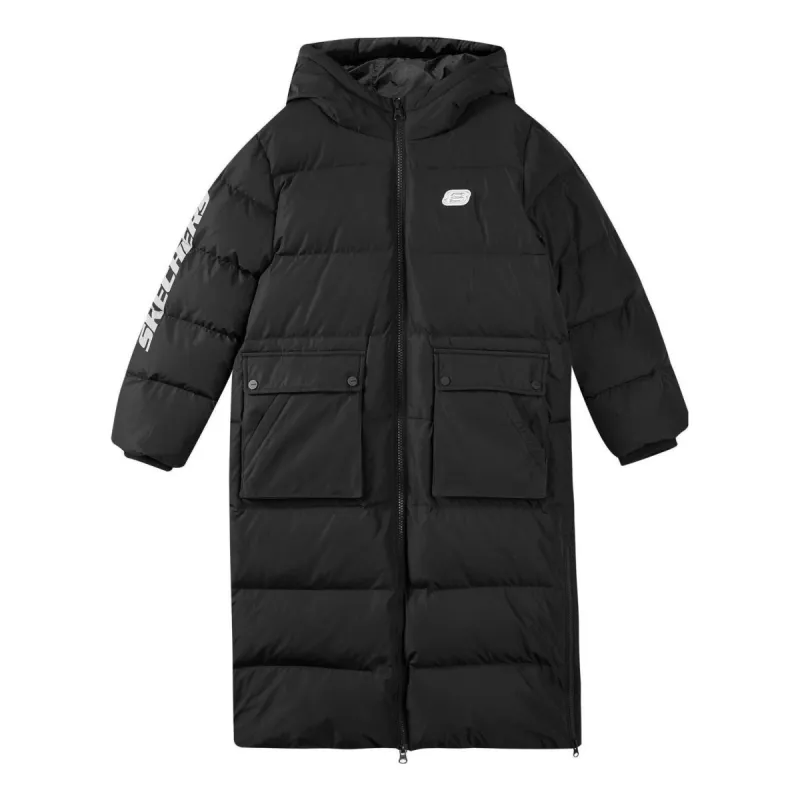 (GS) Skechers Long Down Jacket 'Black' P422B048-0018 sold by KicksCrew