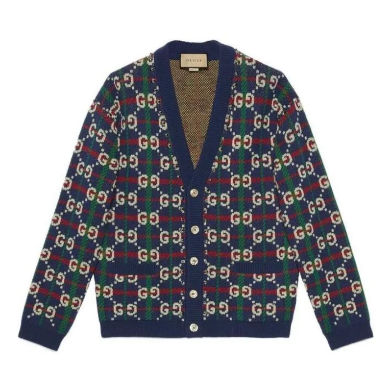 Gucci GG Check Knit Wool Cardigan 'Blue White' 716334-XKCOZ-4804 sold by KicksCrew