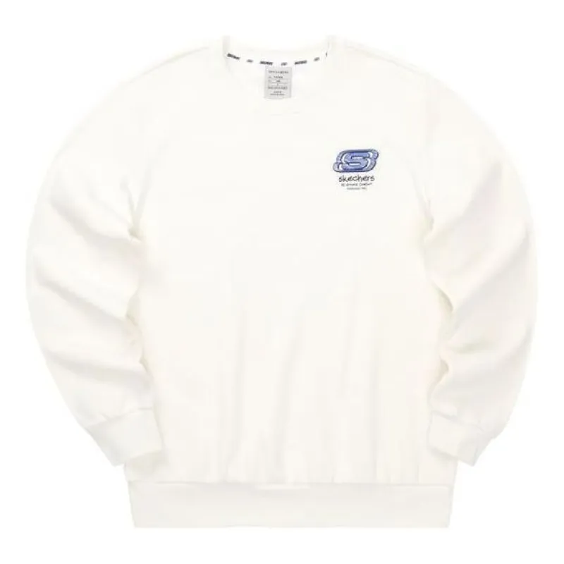 Skechers Casual Letter Printed Crew Knit Pullover Sweatshirt 'White' L322U096-0074 sold by KicksCrew