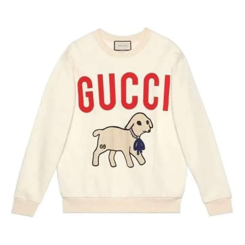 (WMNS) Gucci Lamb Patch Oversized Sweatshirt 'Beige' 469250-XJBUE-9230 sold by KicksCrew