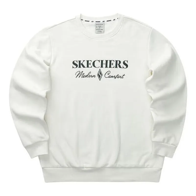 Skechers Diamond Series Letter Printed Crew Sweater 'White Black' L423M173-0074 sold by KicksCrew