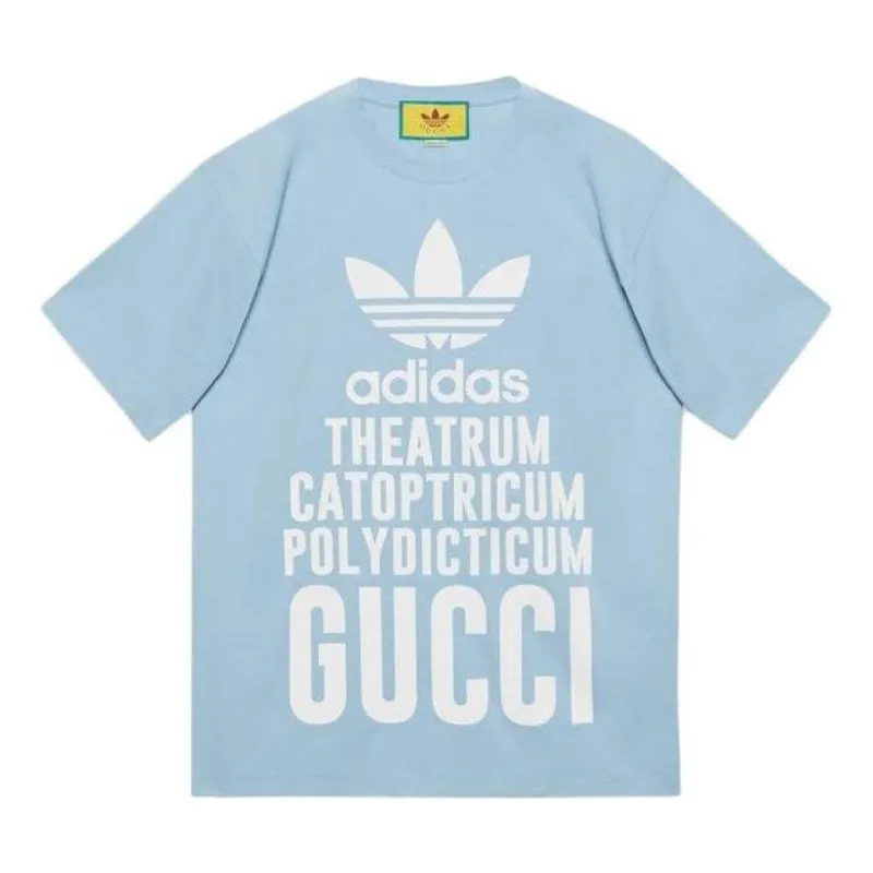 Gucci x adidas Cotton T-Shirt 'Light Blue' 616036-XJEW2-4709 sold by KicksCrew
