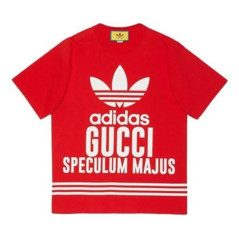 Gucci x adidas Cotton T-Shirt 'Red' 616036-XJEW1-6229 sold by KicksCrew