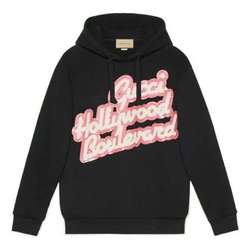 (WMNS) Gucci Hollywood Boulevard Sequinned Hooded Sweatshirt 'Black' 615061-XJEF8-1043 sold by KicksCrew