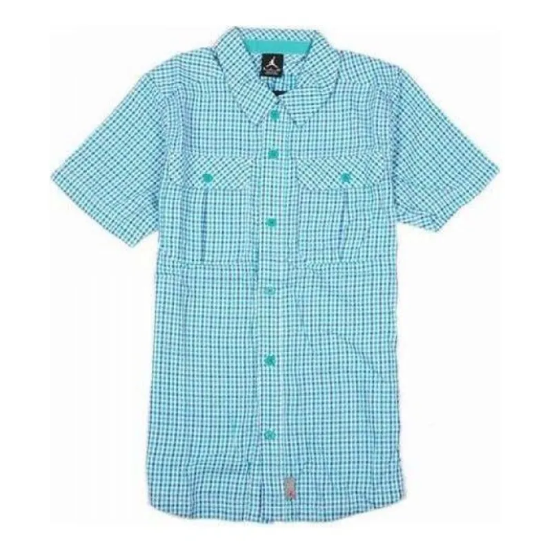 Air Jordan Hip Check Woven Short Sleeve Shirt 'Sky Blue' 467351-102 sold by KicksCrew