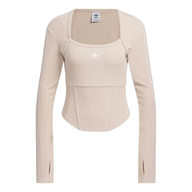 (WMNS) adidas originals Corset Long Sleeve Shirt 'Taupe' IX1911 sold by KicksCrew