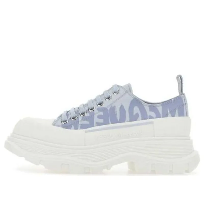 (WMNS) Alexander McQueen Tread Slick Low Lace Up Graffiti Shoes 'Blue White' 708753W4RQ24632 sold by KicksCrew