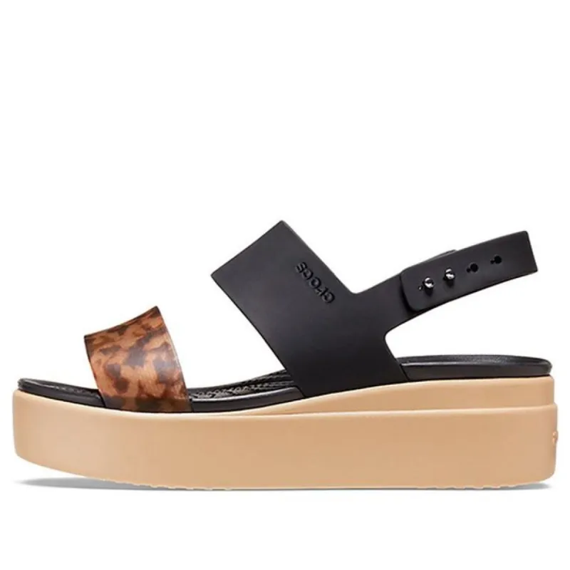 (WMNS) Crocs Brooklyn Tort Low Wedge 'Black Brown' 207864-0C4 sold by KicksCrew