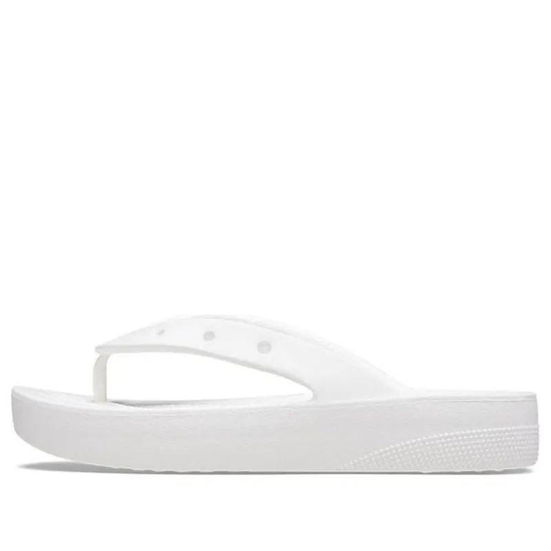 (WMNS) Crocs Classic Platform Flip Flop 'White' 207714-100 sold by KicksCrew