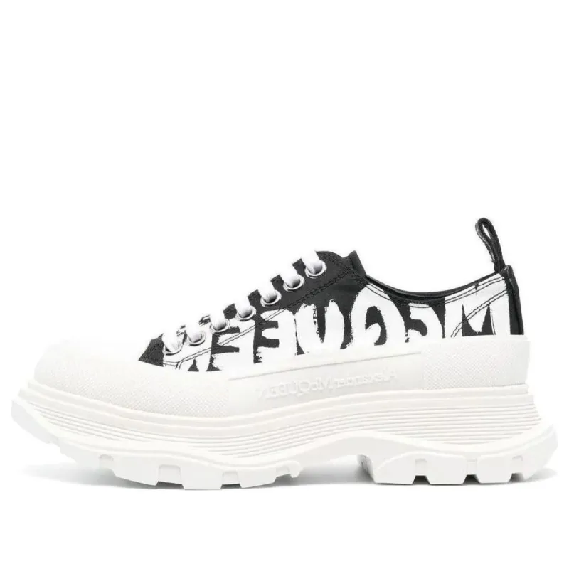 (WMNS) Alexander McQueen Tread Slick Low Lace Up Graffiti Shoes 'White Black' 708753W4RQ21041 sold by KicksCrew