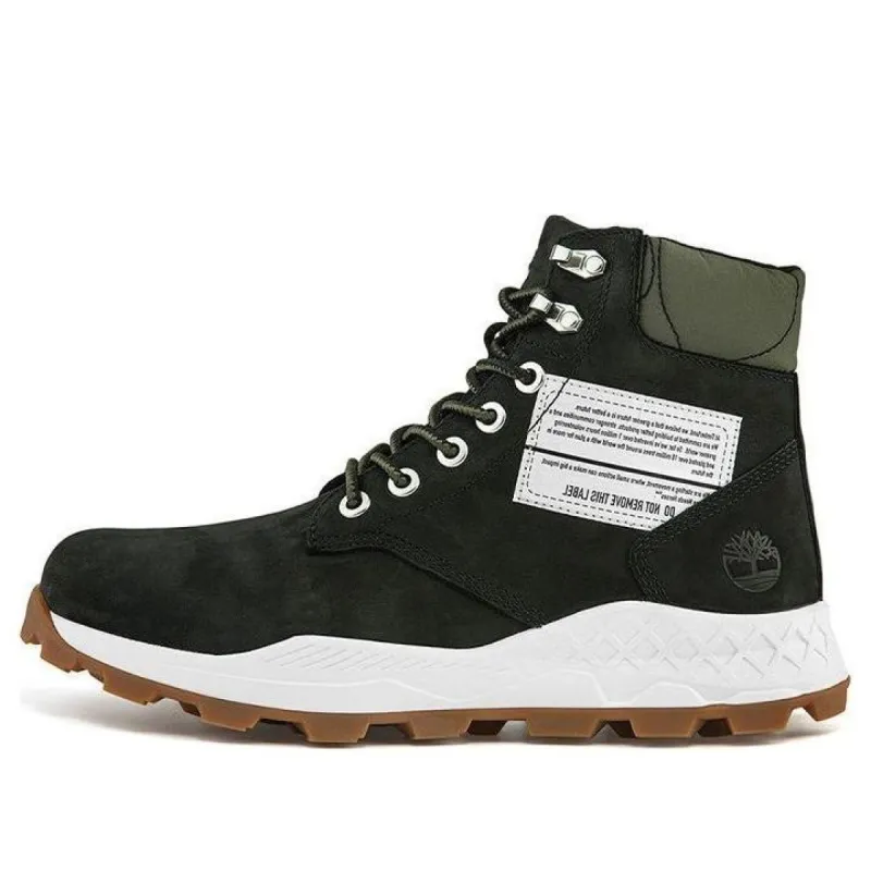Timberland 6 Inch Brooklyn Side Zip Wide Fit Boots 'Black Nubuck with Green Padded Collar' A41Y6W sold by KicksCrew
