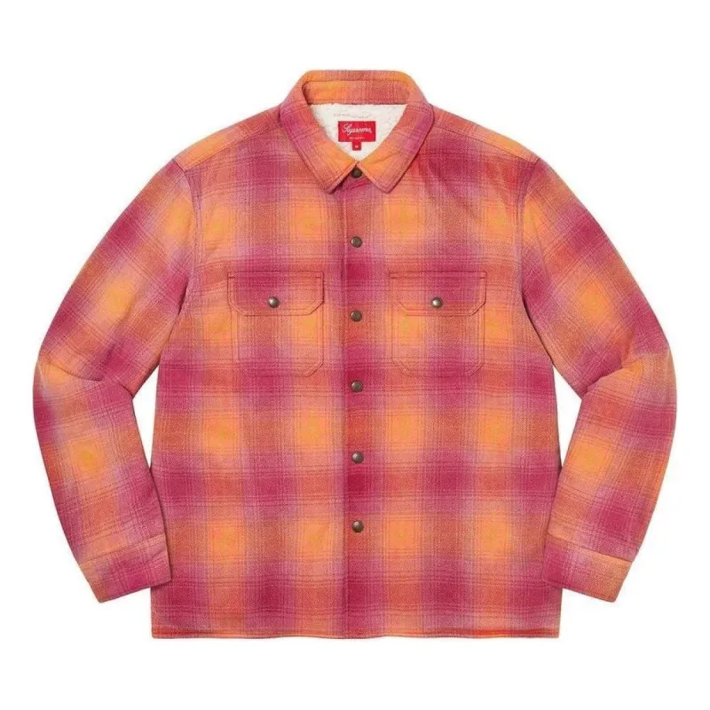 Supreme Shearling Lined Flannel Shirt 'Red Yellow' SUP-FW22-766 sold by KicksCrew