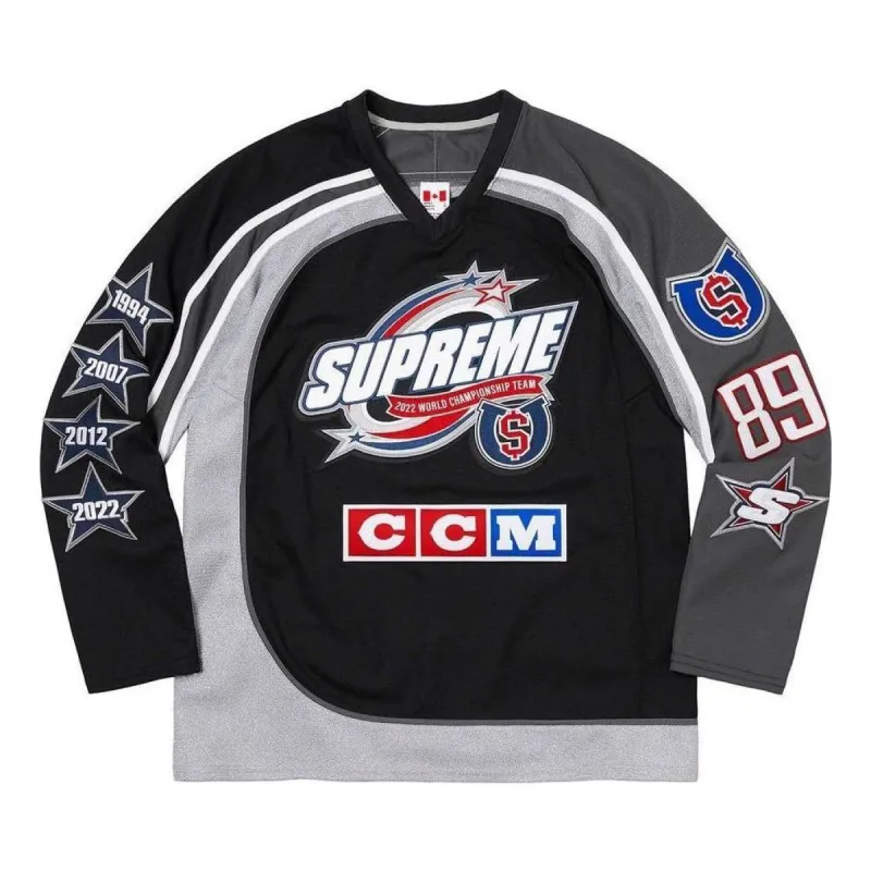 Supreme x CCM All Stars Hockey Jersey 'Black Grey Red' SUP-FW22-763 sold by KicksCrew