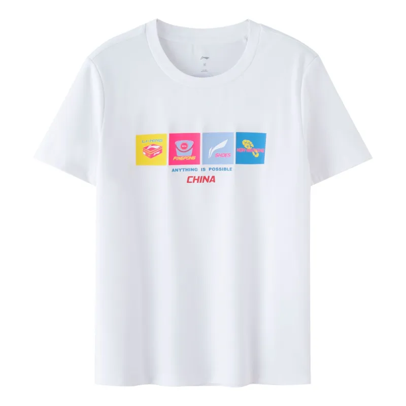 Li-Ning Table Tennis Graphic T-shirt 'White' ATST031-2 sold by KicksCrew