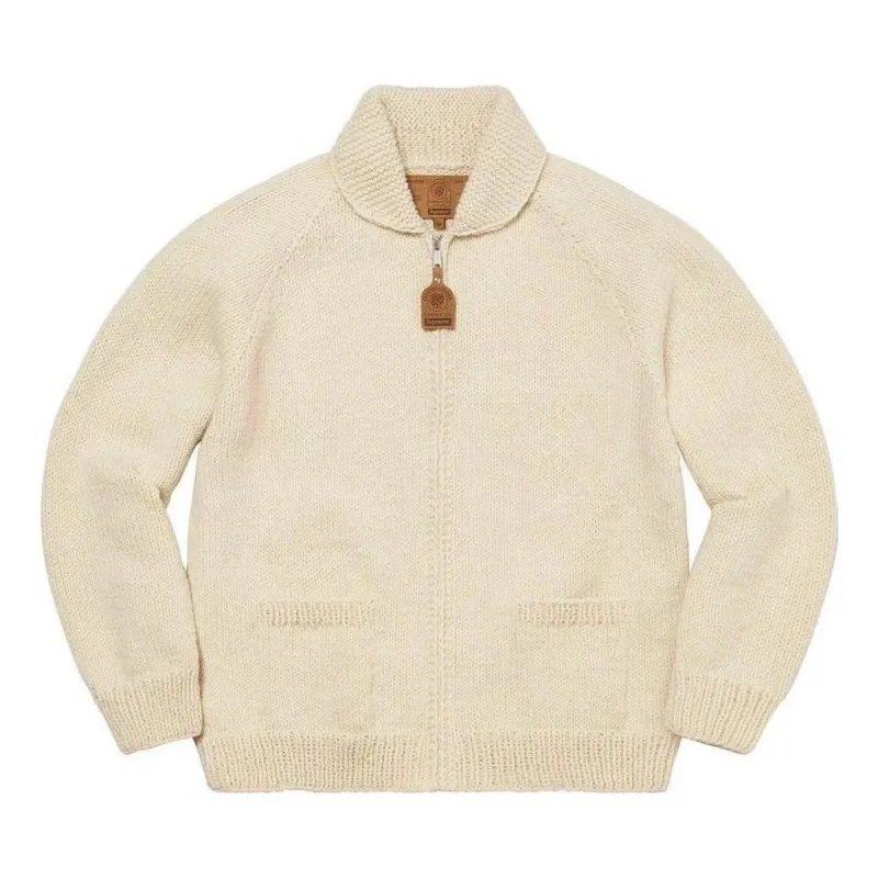 Supreme Box Logo Cowichan Sweater 'White Red Black' SUP-FW22-751 sold by KicksCrew