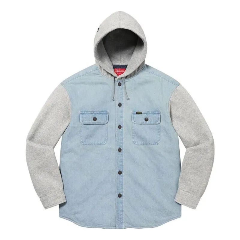 Supreme Fleece Hooded Denim Shirt 'Teal Grey' SUP-FW22-743 sold by KicksCrew