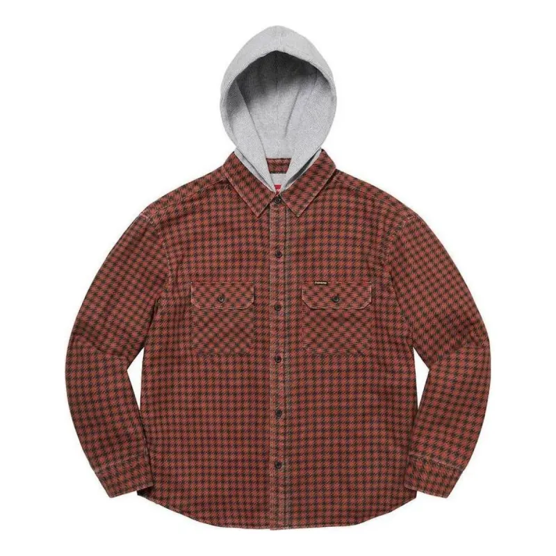 Supreme Houndstooth Flannel Hooded Shirt 'Brown Grey' SUP-FW22-725 sold by KicksCrew