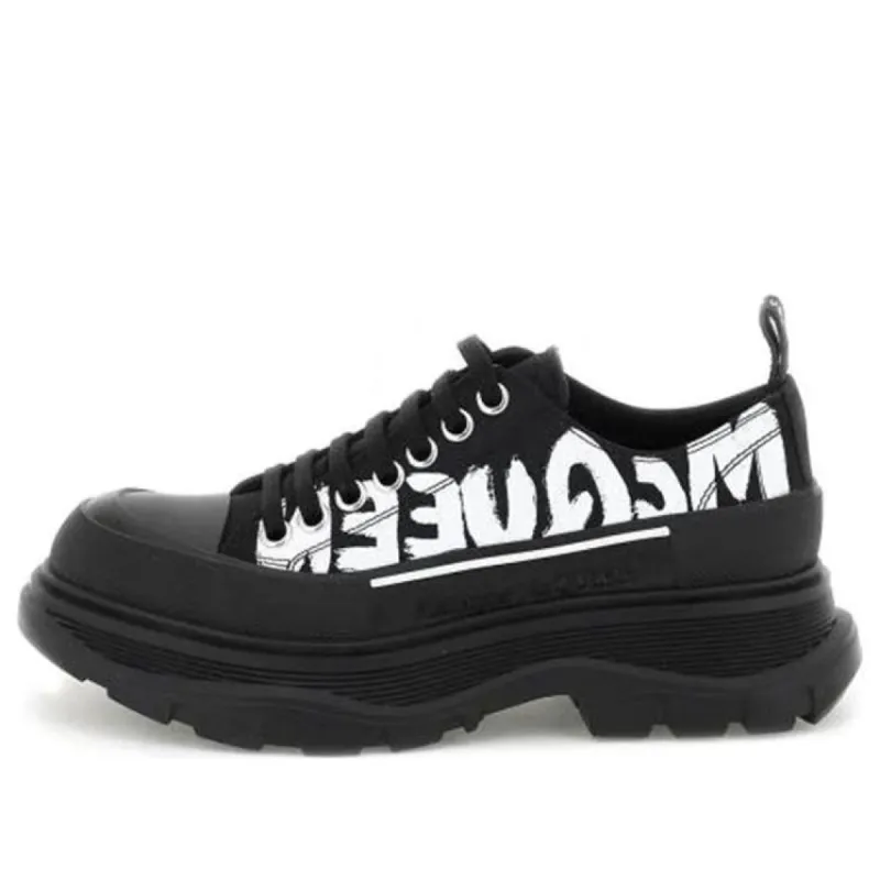(WMNS) Alexander McQueen Tread Slick Low Lace Up Graffiti Shoes 'Black White' 708753W4RQ21006 sold by KicksCrew