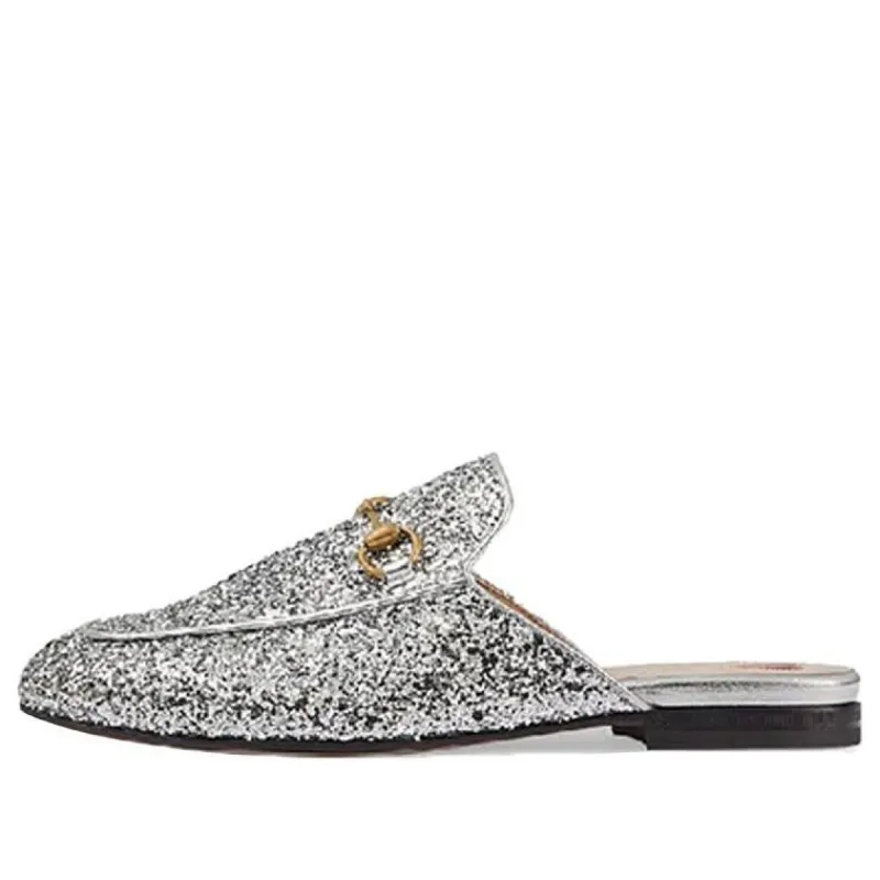GUCCI Princetown Glitter Slippers 'Silver Metallic' 432773-KSP20-8106 sold by KicksCrew