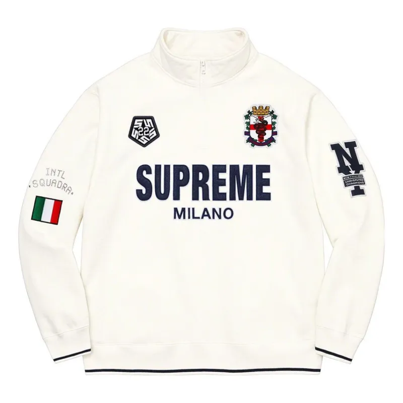 Supreme Milano Half Zip Pullover 'White Navy' SUP-FW22-566 sold by KicksCrew